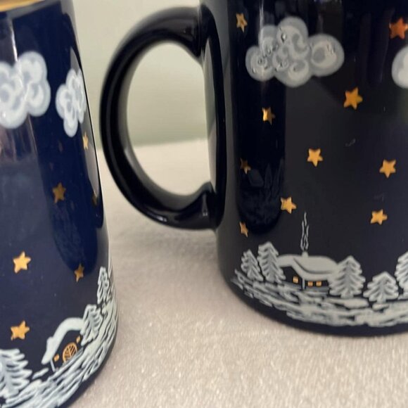 Waechtersbach, W. Germany WINTER DREAMS Blue with Gold accents/ PAIR - 2 - Mugs - Picture 8 of 9